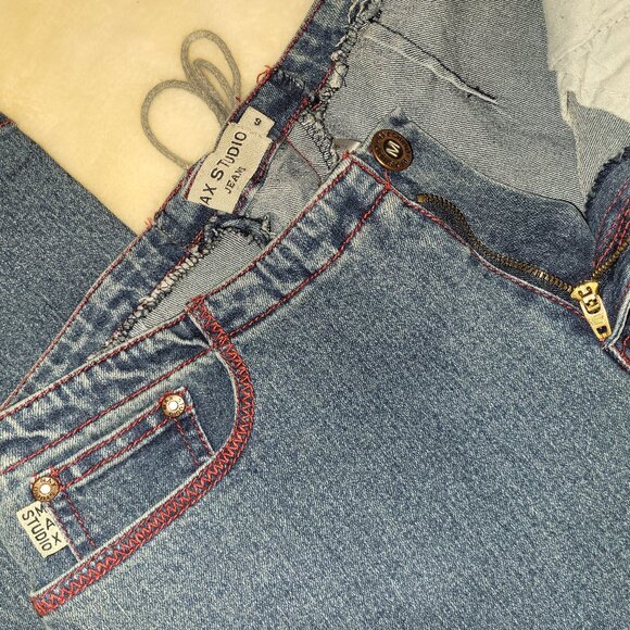 Max Studio Jeans 6 Dark Blue Wash with Red Stitching - Picture 4 of 8